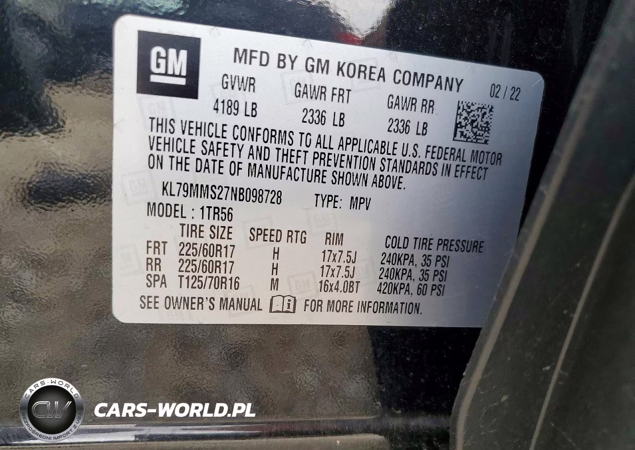 2022 Chevrolet Trailblazer Ls VIN:KL79MMS27NB098728 - 12