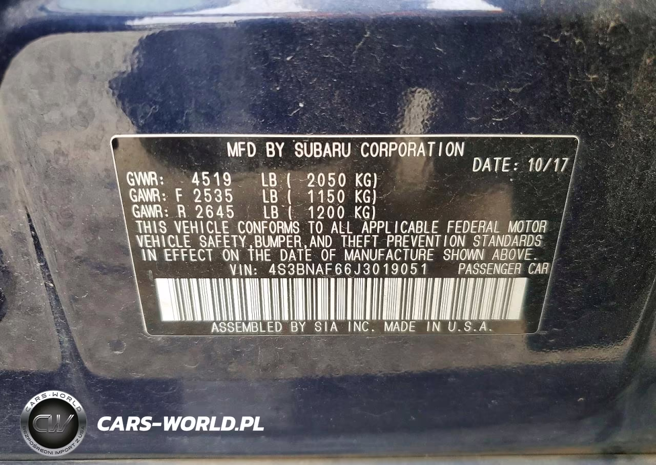 2018 Subaru Legacy 2.5I Premium VIN:4S3BNAF66J3019051 - 12