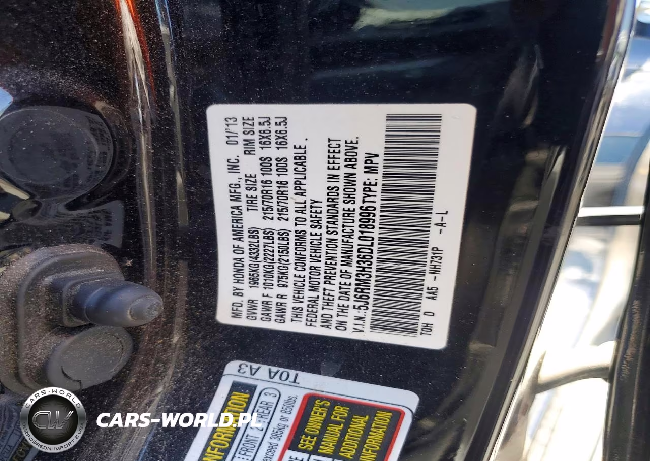 2013 Honda Cr-V Lx VIN:5J6RM3H36DL018996 - 13