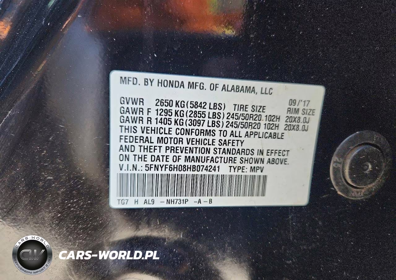 2017 Honda Pilot Elite VIN:5FNYF6H08HB074241 - 13