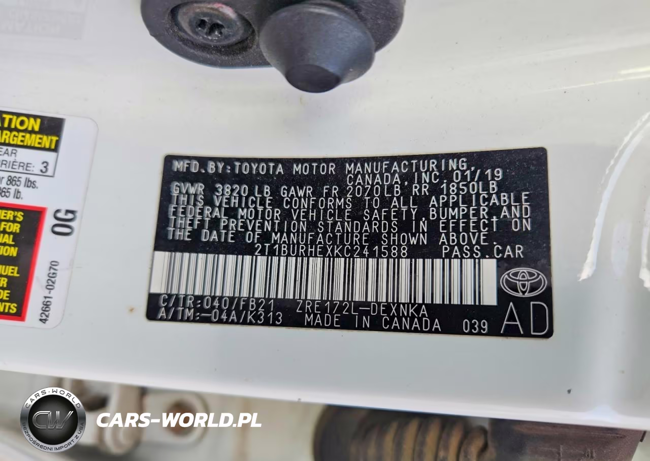 2019 Toyota Corolla Le VIN:2T1BURHEXKC241588 - 12