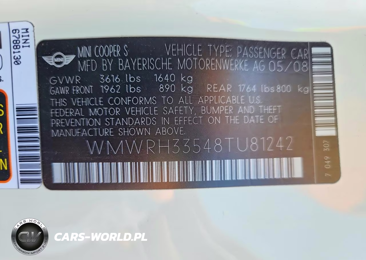 2008 Mini Cooper S VIN:WMWRH33548TU81242 - 12