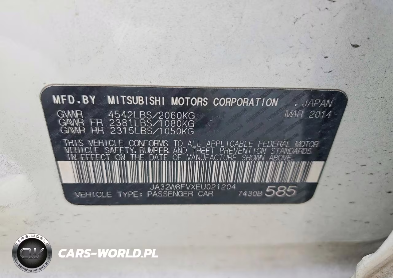 2014 Mitsubishi Lancer Evolution Gsr VIN:JA32W8FVXEU021204 - 12
