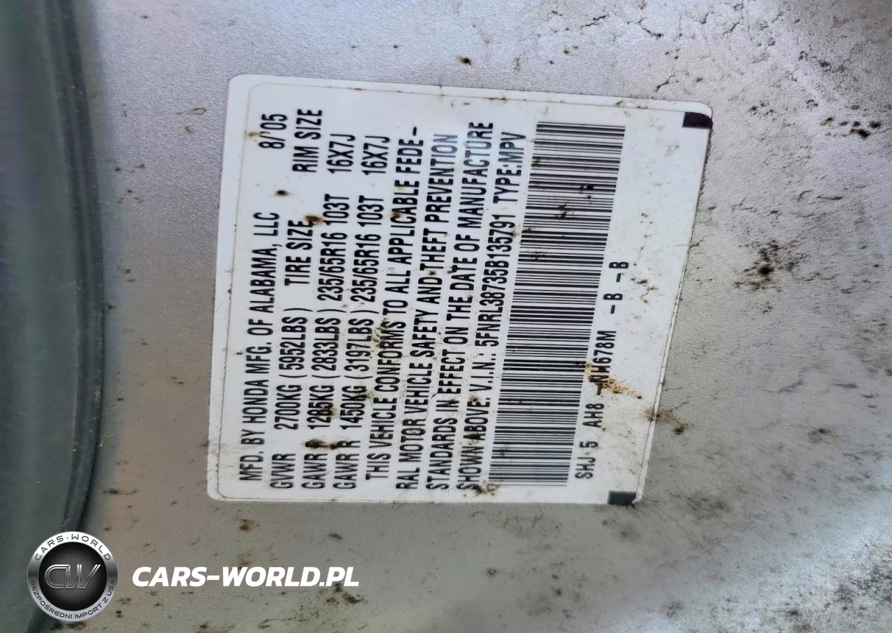 2005 Honda Odyssey Exl VIN:5FNRL38735B135791 - 13