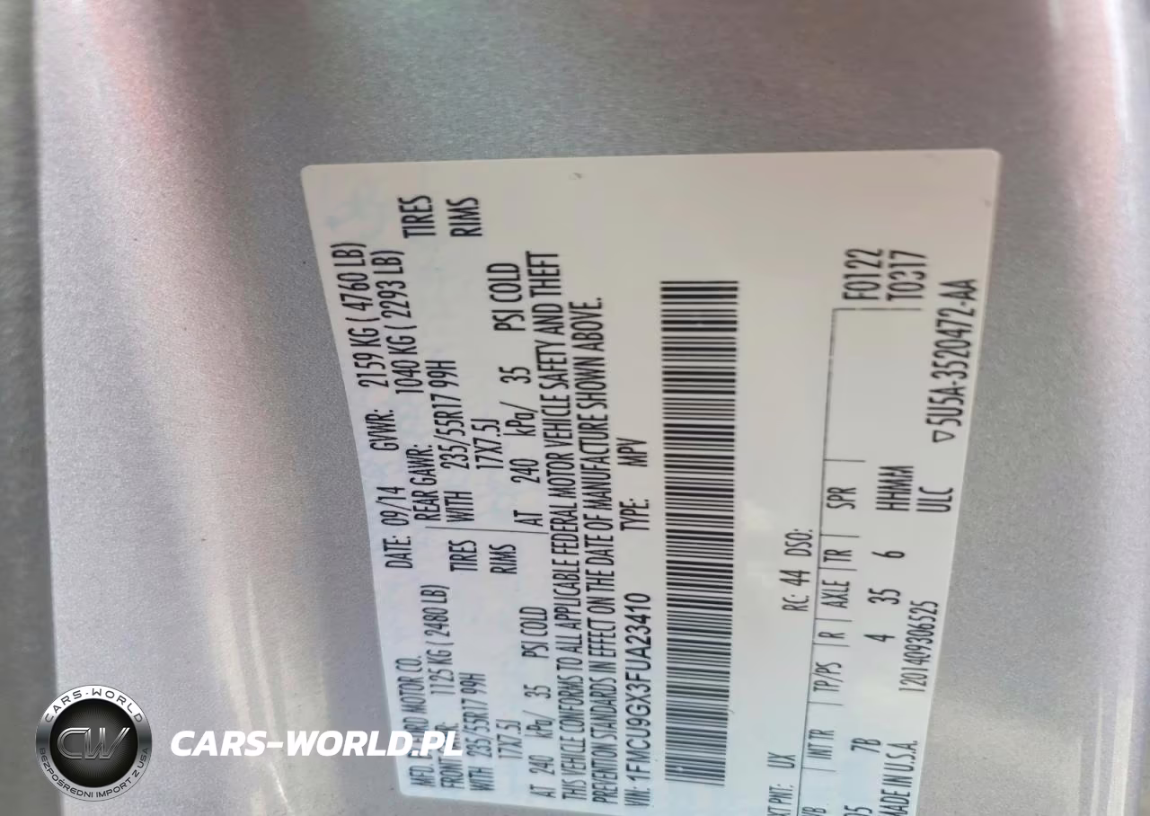 2015 Ford Escape Se VIN:1FMCU9GX3FUA23410 - 14