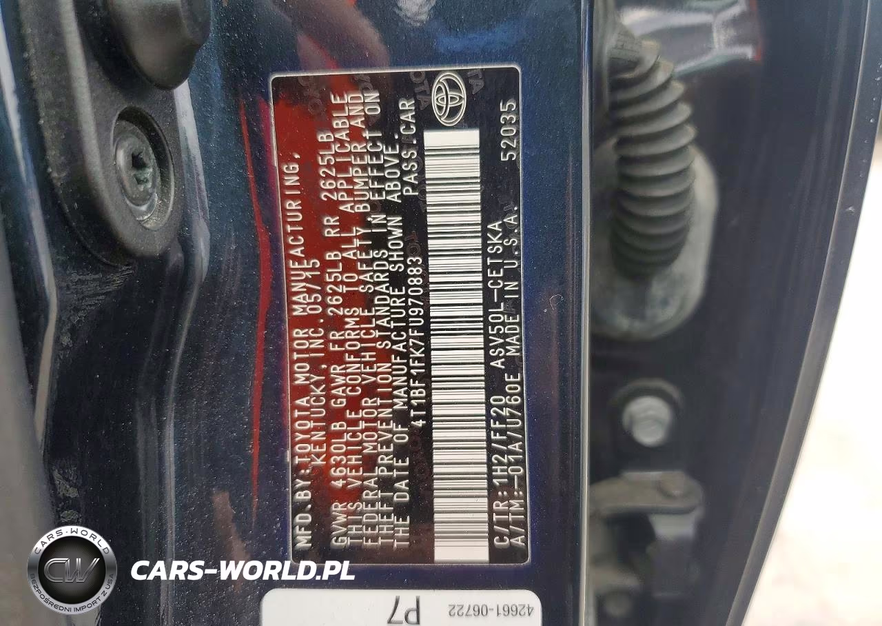 2015 Toyota Camry Se VIN:4T1BF1FK7FU970883 - 12