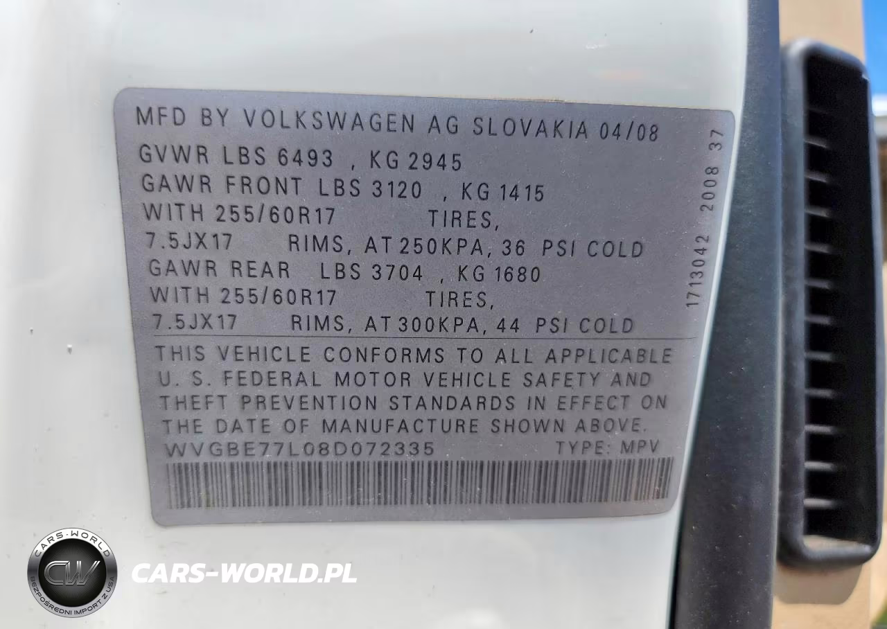 2008 Volkswagen Touareg 2 V6 VIN:WVGBE77L08D072335 - 14