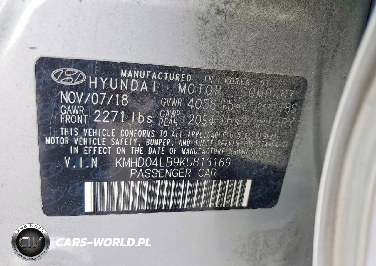 2019 Hyundai Elantra Sport VIN:KMHD04LB9KU813169 - 13