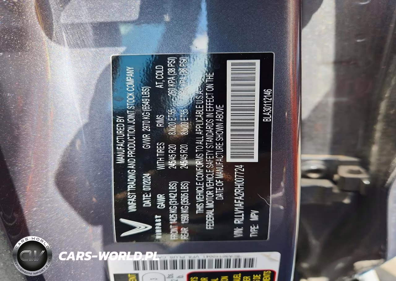 2024 Vinfast Trading And Production Vf 8 Plus VIN:RLLV1AFA2RH007724 - 13