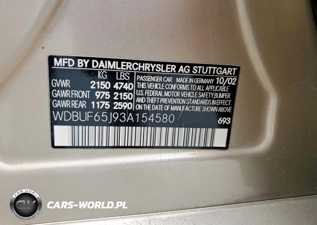 2003 Mercedes-Benz E 320 VIN:WDBUF65J93A154580 - 12