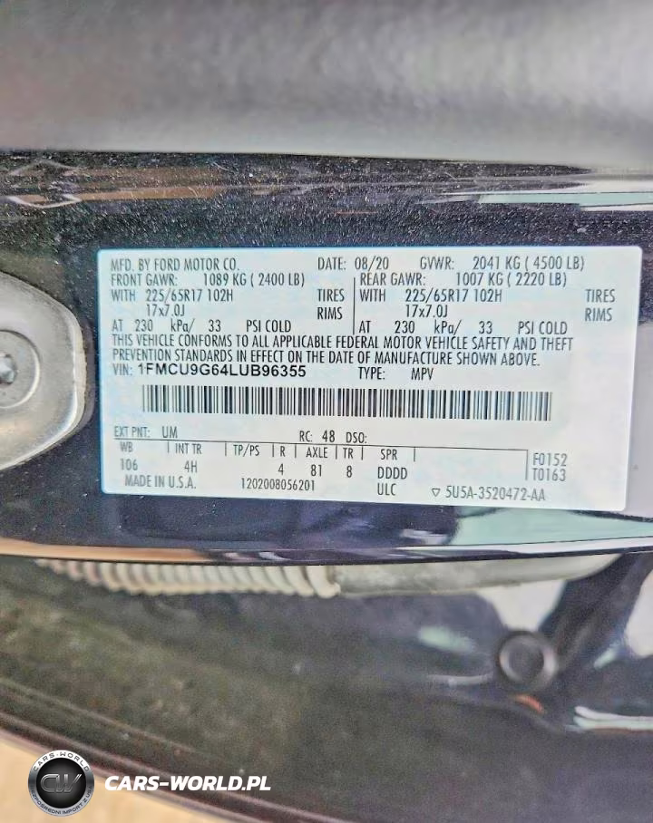 2020 Ford Escape 4D Se VIN:1FMCU9G64LUB96355 - 13
