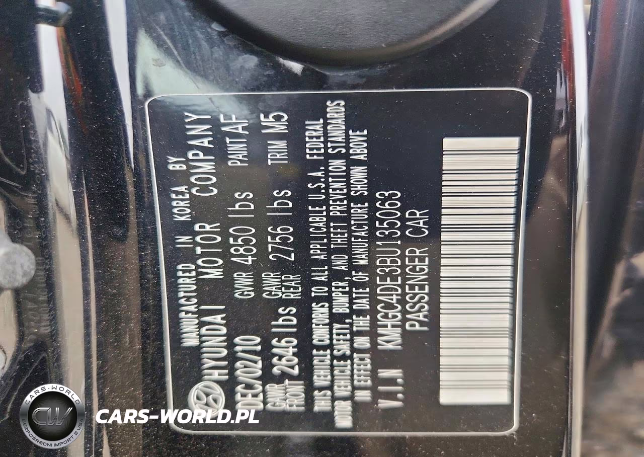 2011 Hyundai Genesis 3.8L VIN:KMHGC4DE3BU135063 - 12