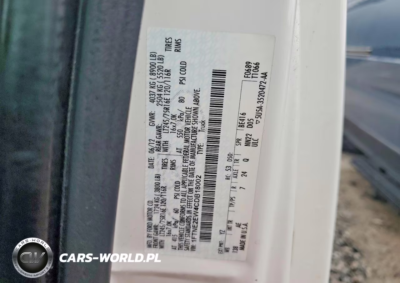 2012 Ford Econoline E250 Van VIN:1FTNE2EW4CDB18002 - 13