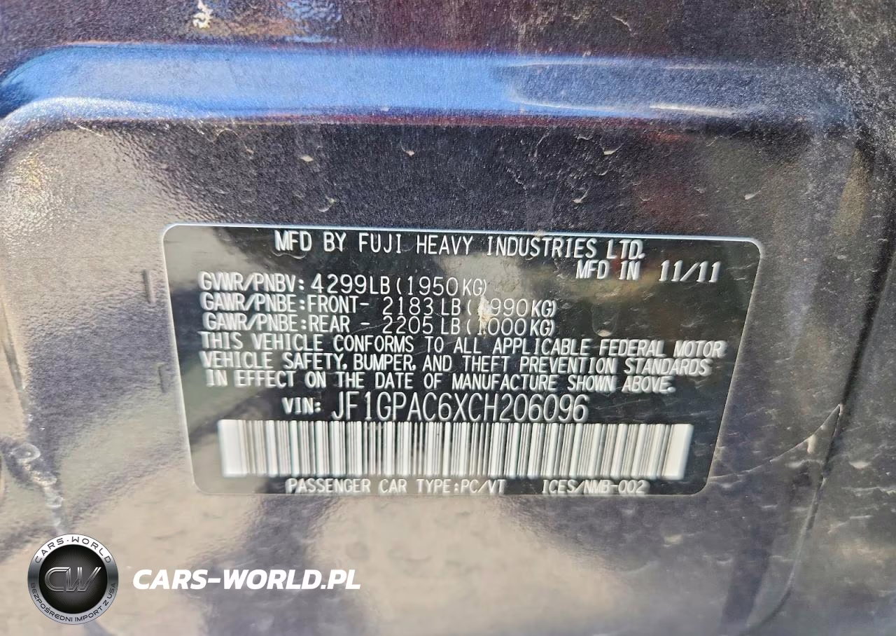 2012 Subaru Impreza Premium VIN:JF1GPAC6XCH206096 - 13