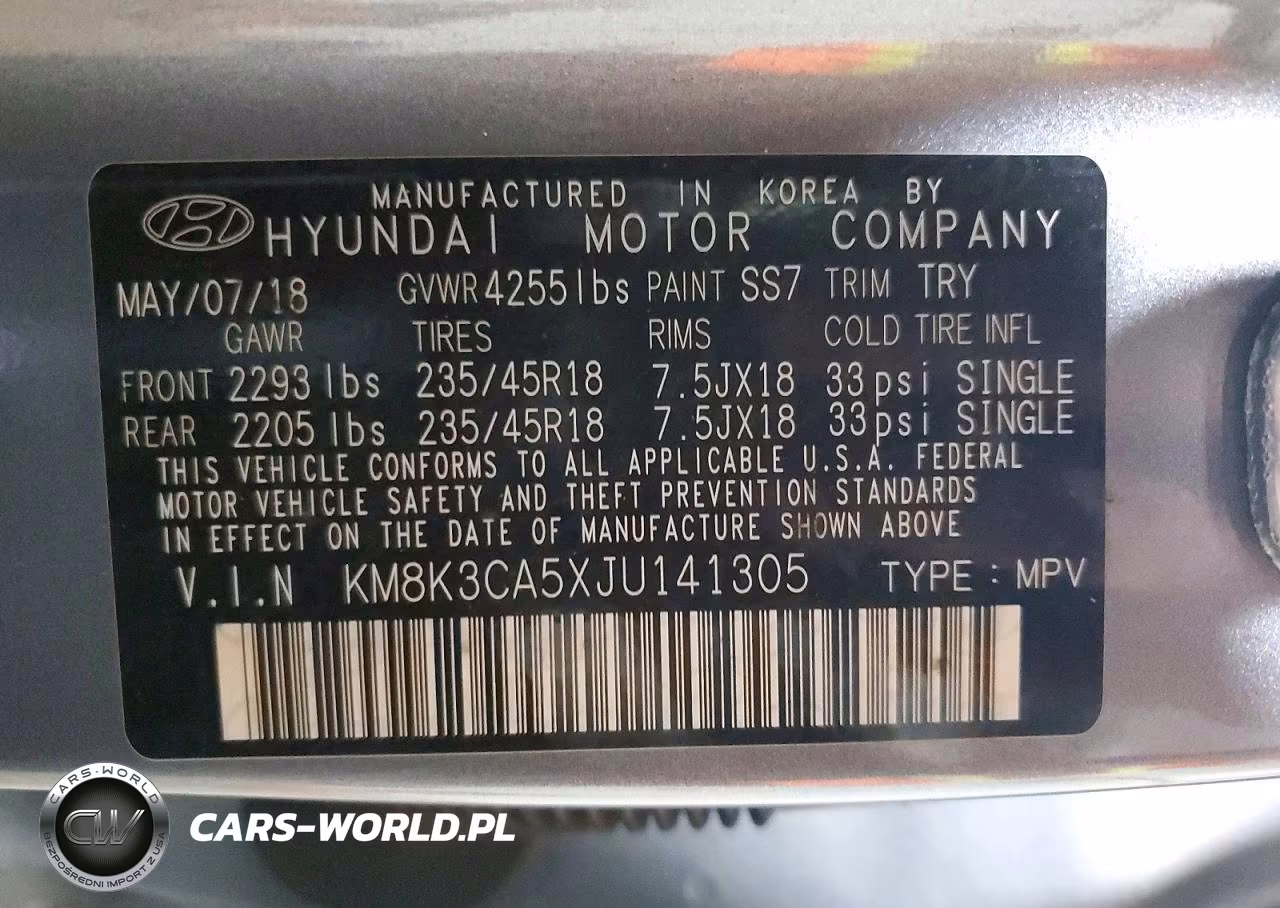 2018 Hyundai Kona Limited VIN:KM8K3CA5XJU141305 - 14