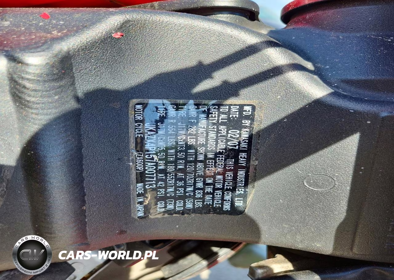 2007 Kawasaki Zx600 P VIN:JKAZX4P157A007713 - 9