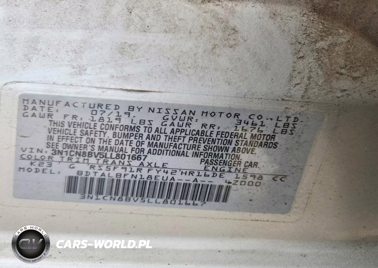 2020 Nissan Versa S VIN:3N1CN8BV5LL801667 - 12
