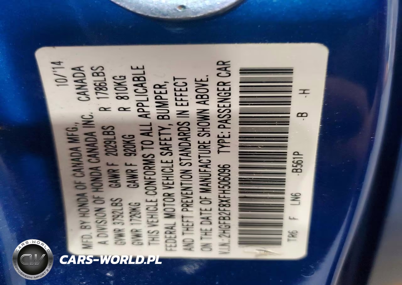 2015 Honda Civic Ex VIN:2HGFB2F8XFH506096 - 12
