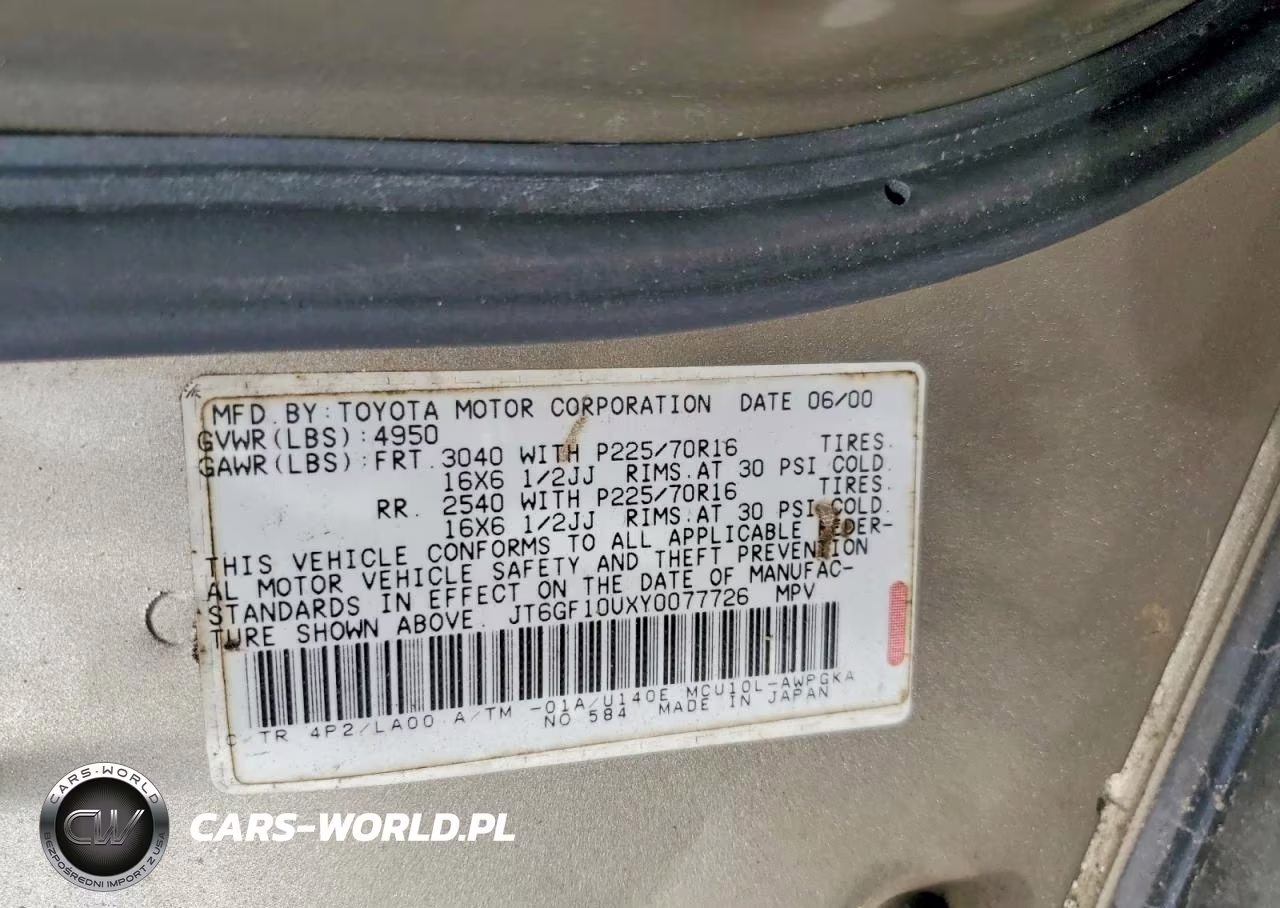 2000 Lexus Rx 300 VIN:JT6GF10UXY0077726 - 13