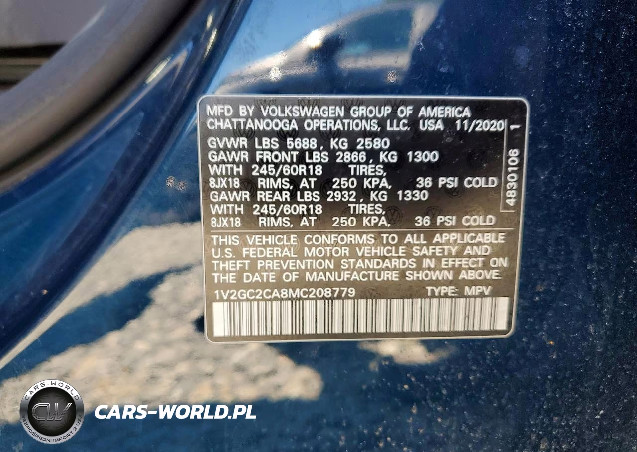2021 Volkswagen Atlas Cross Sport S VIN:1V2GC2CA8MC208779 - 13
