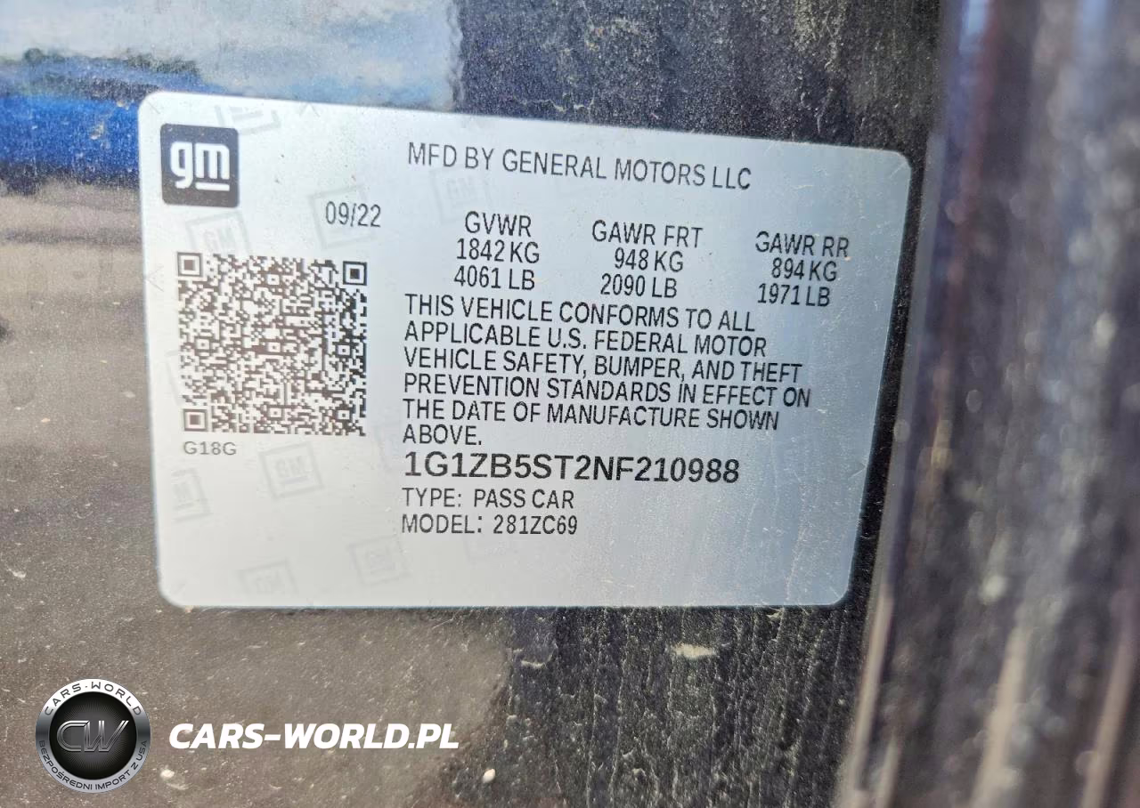 2022 Chevrolet Malibu Ls VIN:1G1ZB5ST2NF210988 - 12