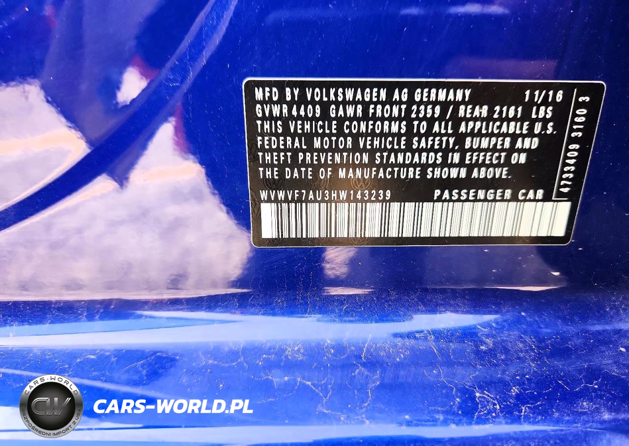 2017 Volkswagen Golf R VIN:WVWVF7AU3HW143239 - 12
