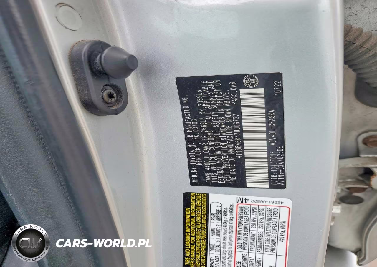 2007 Toyota Camry Se VIN:4T1BE46K17U006737 - 12
