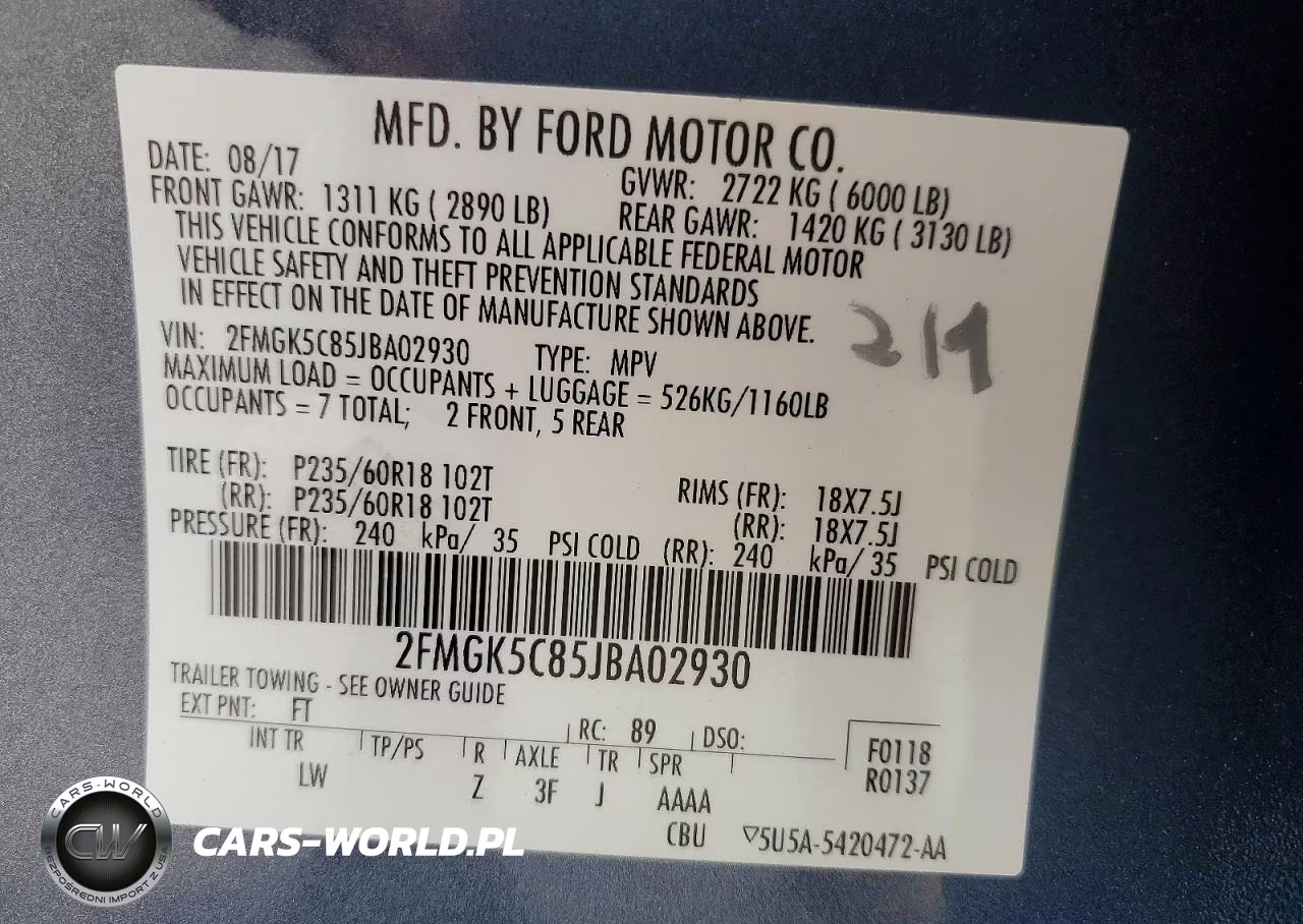 2018 Ford Flex Sel VIN:2FMGK5C85JBA02930 - 14