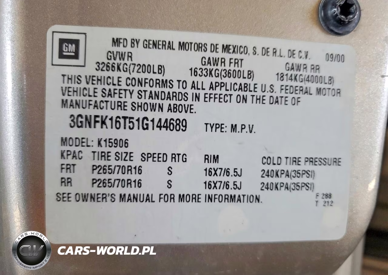 2001 Chevrolet Suburban K1500 VIN:3GNFK16T51G144689 - 13