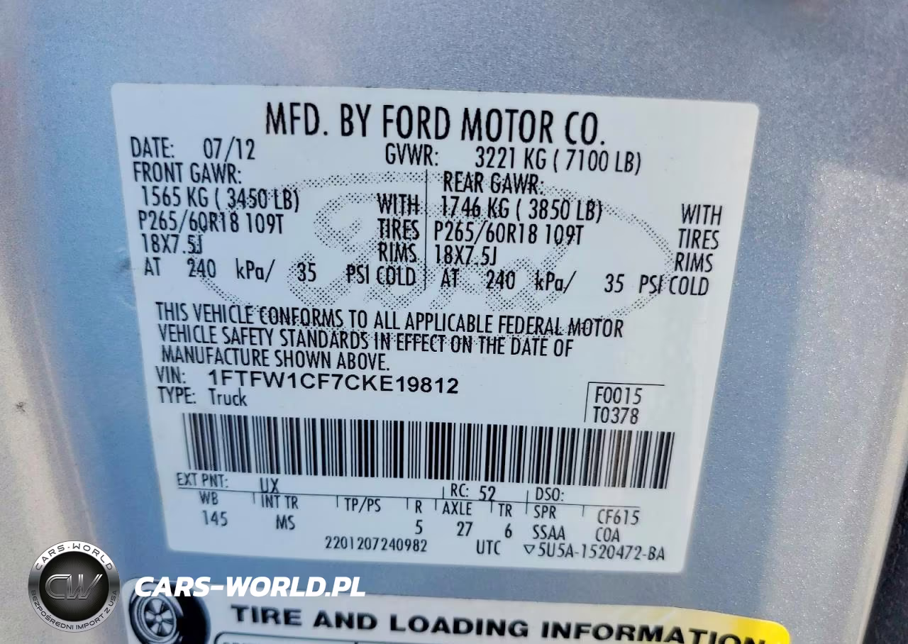 2012 Ford F150 Supercrew VIN:1FTFW1CF7CKE19812 - 12