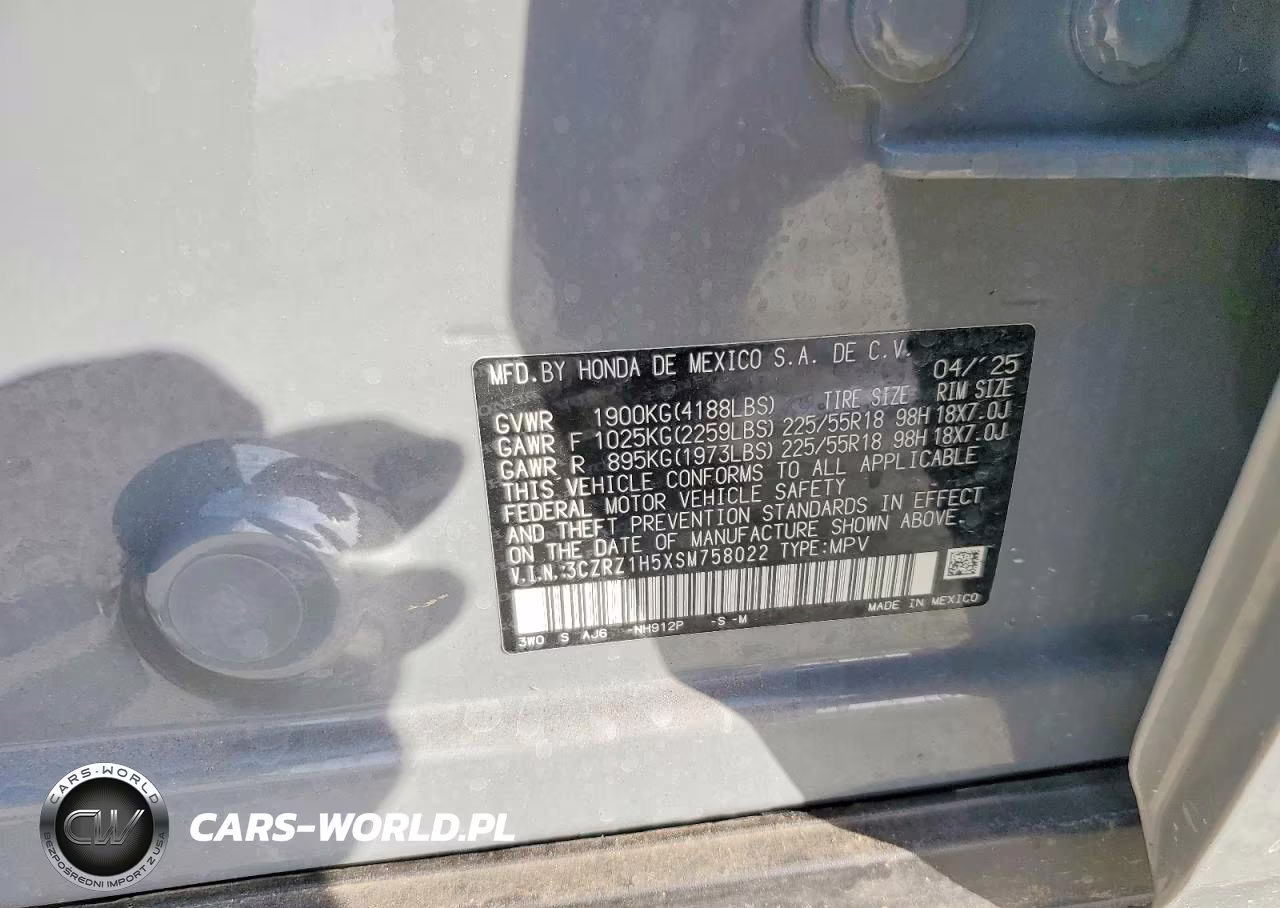 2025 Honda Hr-V Sport VIN:3CZRZ1H5XSM758022 - 14