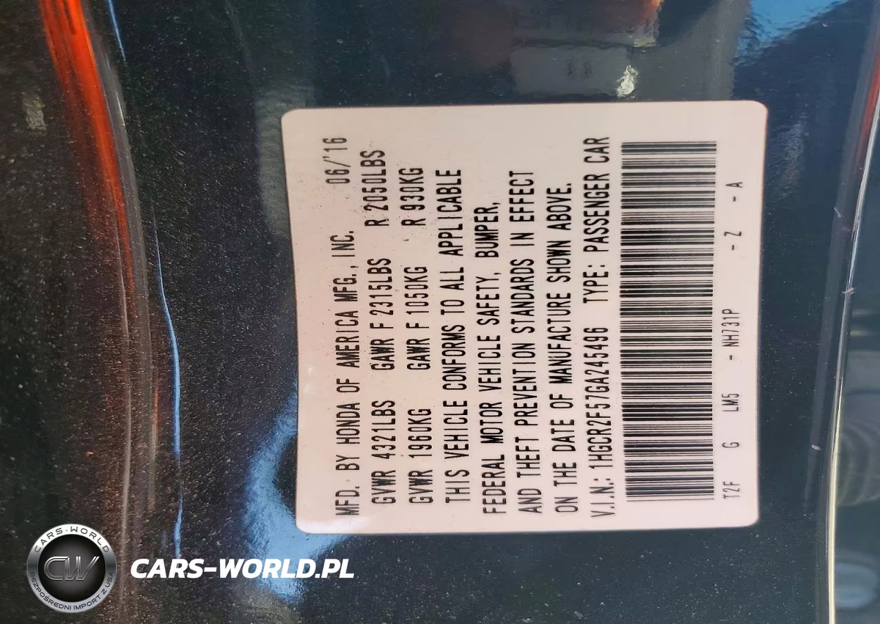 2016 Honda Accord Sport VIN:1HGCR2F57GA245496 - 12