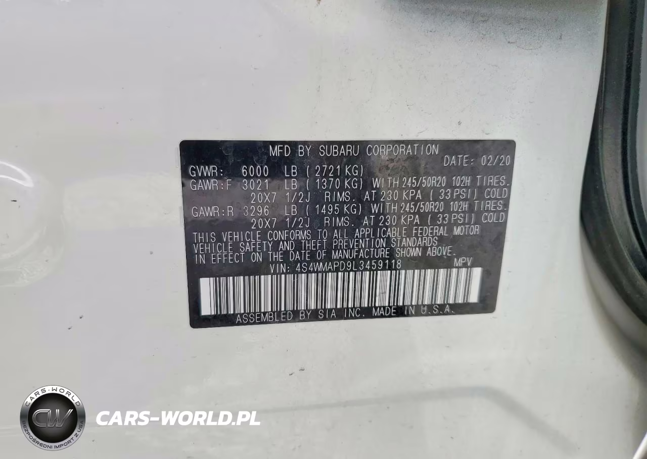 2020 Subaru Ascent Limited VIN:4S4WMAPD9L3459118 - 12