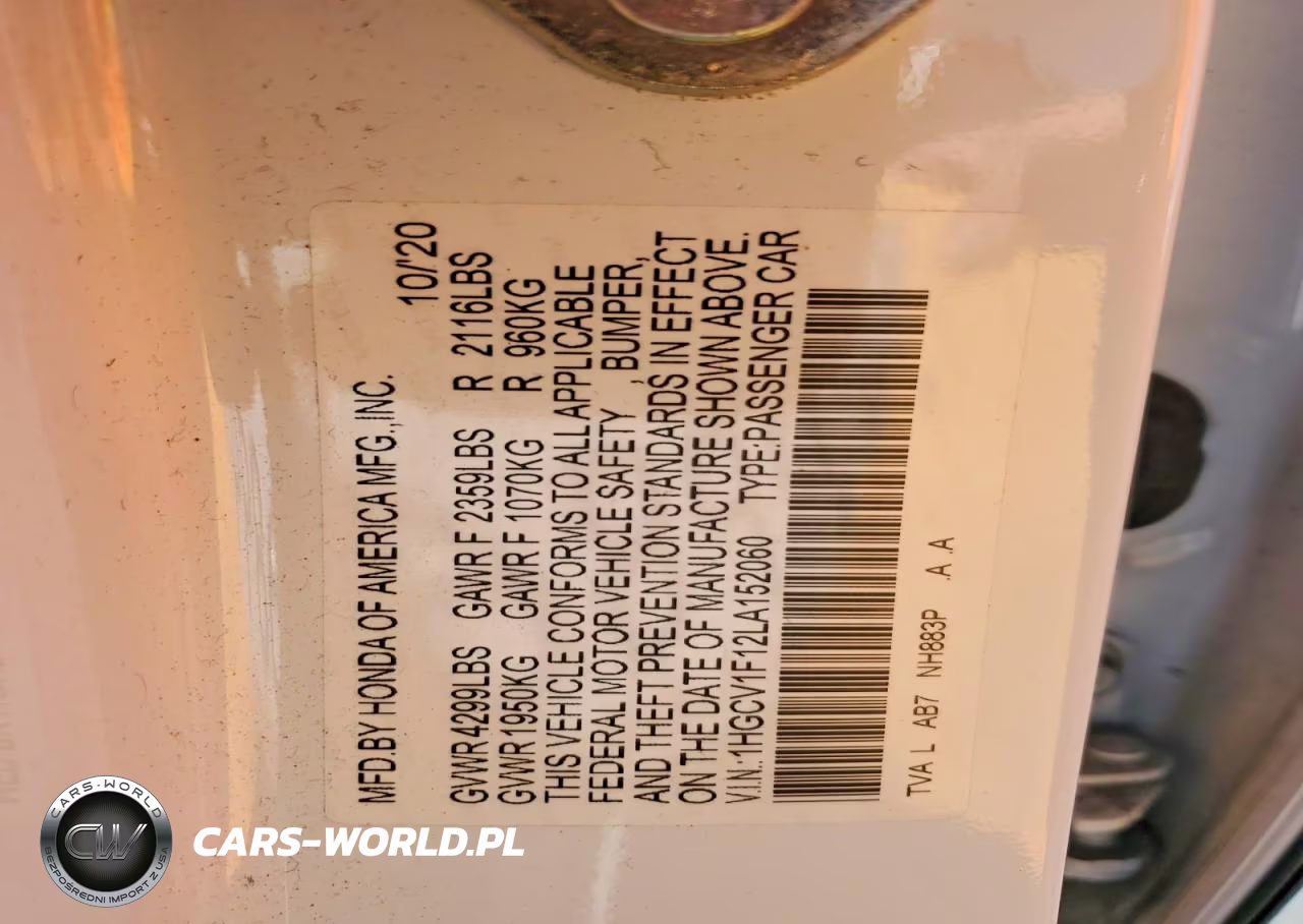 2020 Honda Accord Lx VIN:1HGCV1F12LA152060 - 12