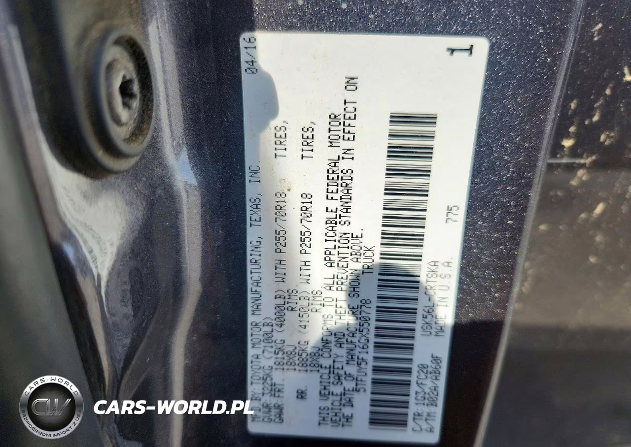 2016 Toyota Tundra Sr5 VIN:5TFUY5F16GX550778 - 12