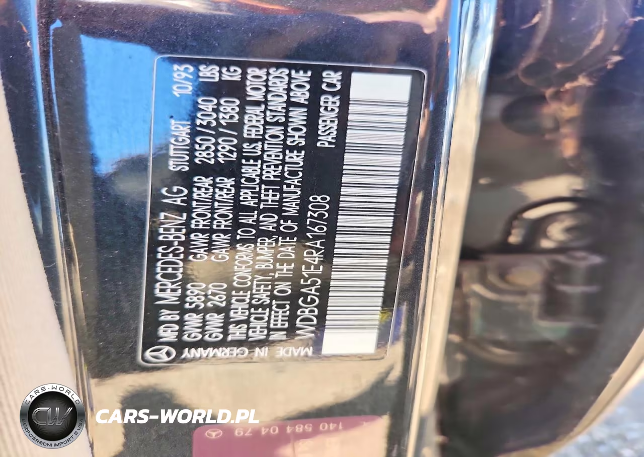1994 Mercedes-Benz S 500 VIN:WDBGA51E4RA167308 - 12