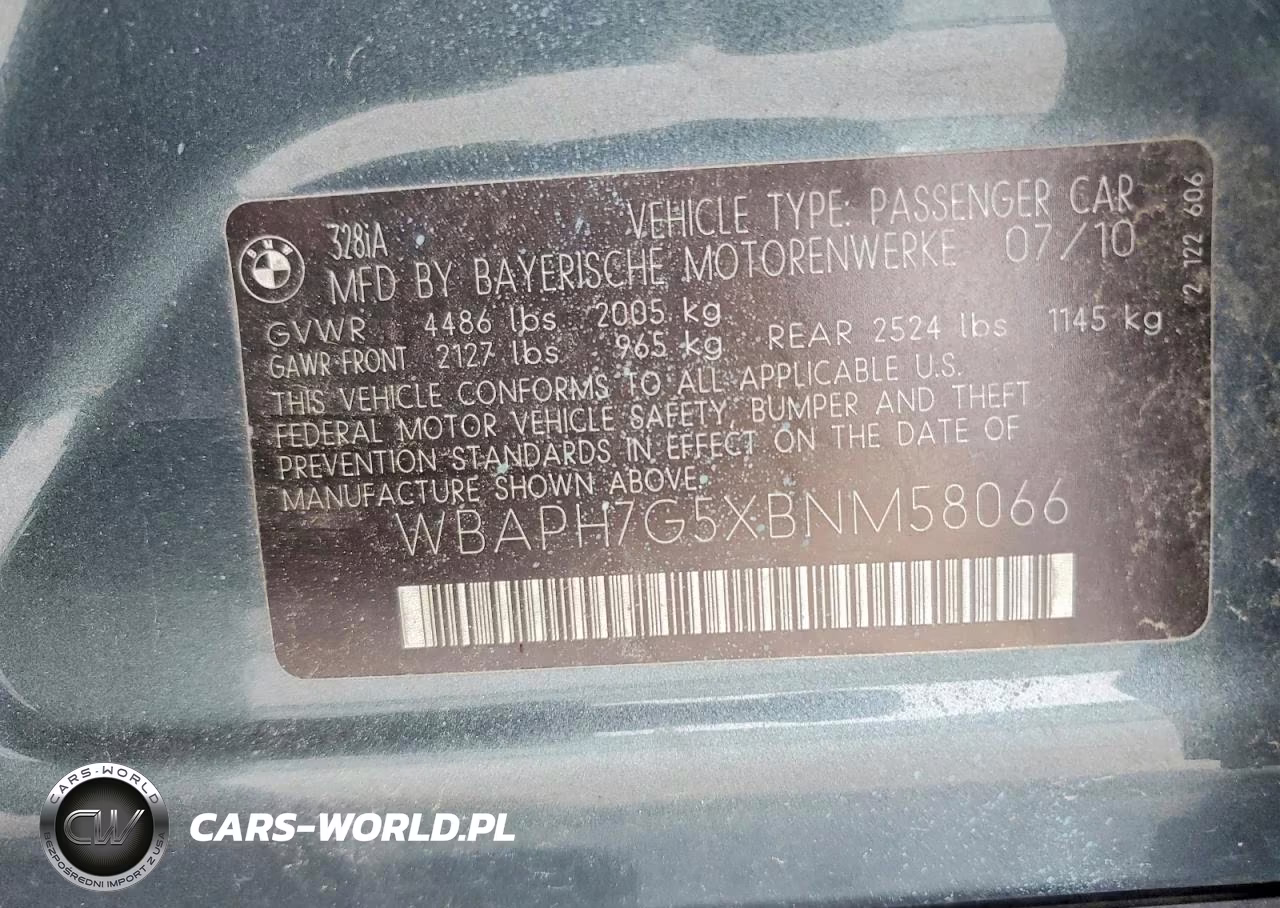 2011 BMW 328 I VIN:WBAPH7G5XBNM58066 - 12