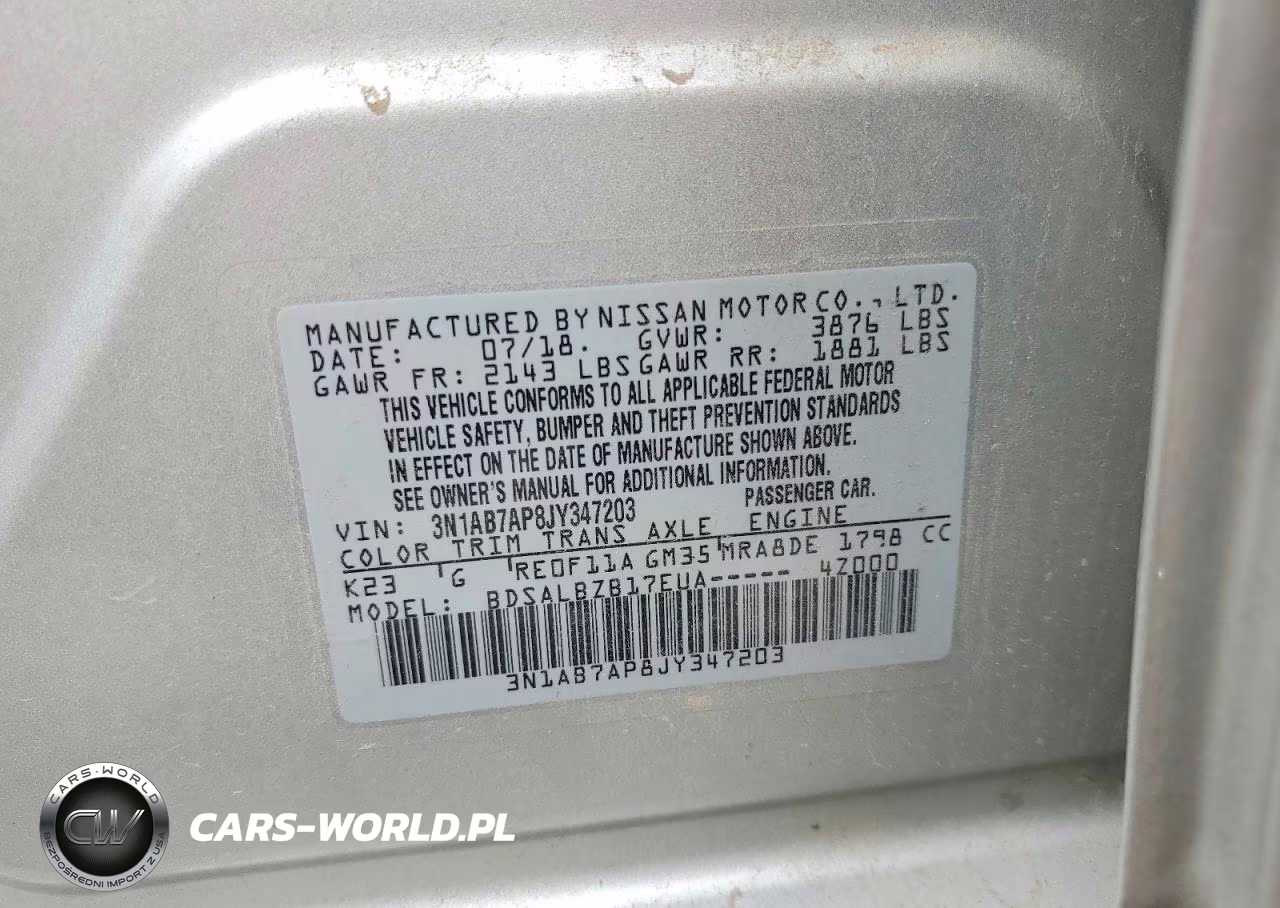 2018 Nissan Sentra S VIN:3N1AB7AP8JY347203 - 12