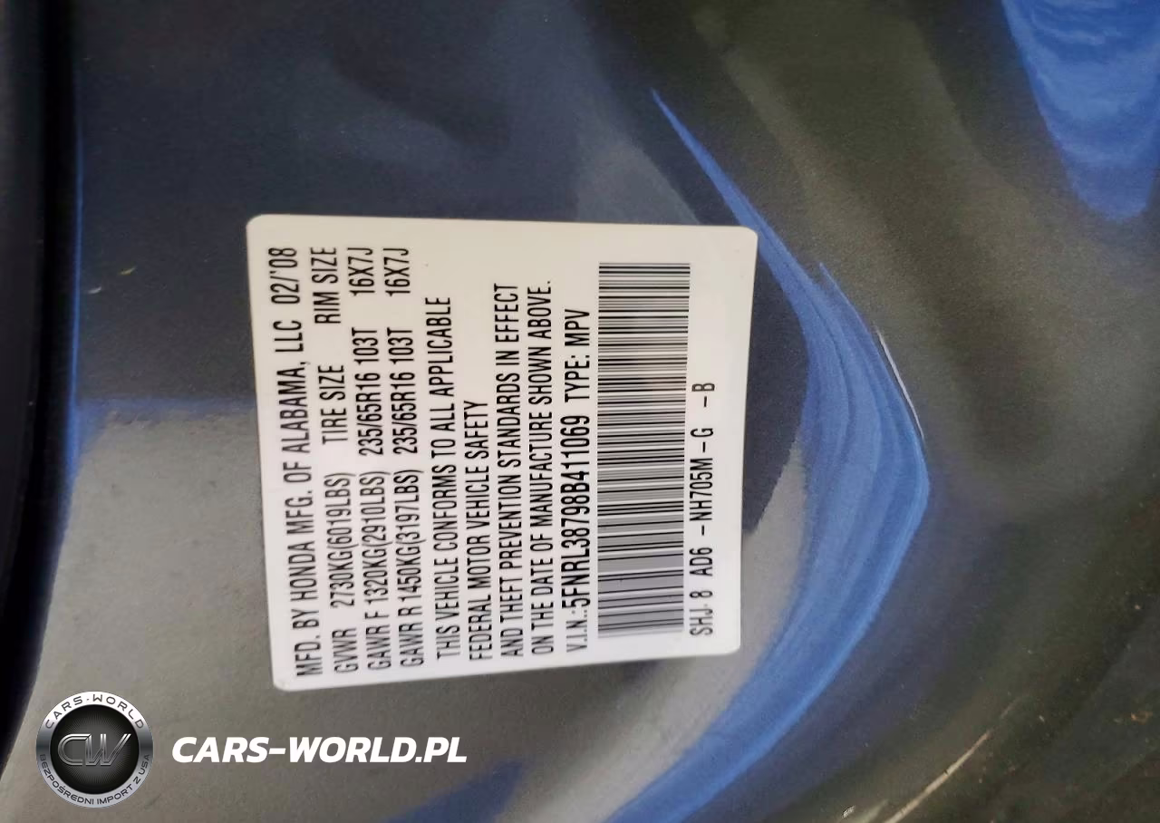2008 Honda Odyssey Exl VIN:5FNRL38798B411069 - 12