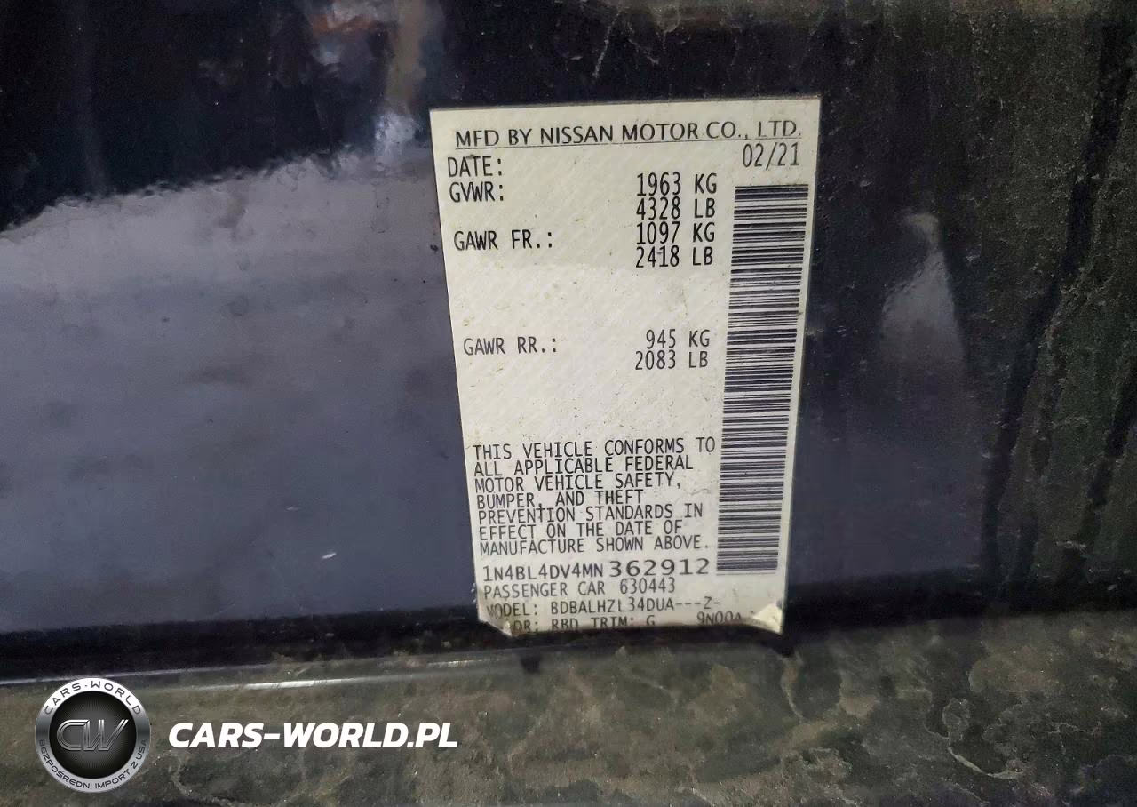 2021 Nissan Altima Sv VIN:1N4BL4DV4MN362912 - 12