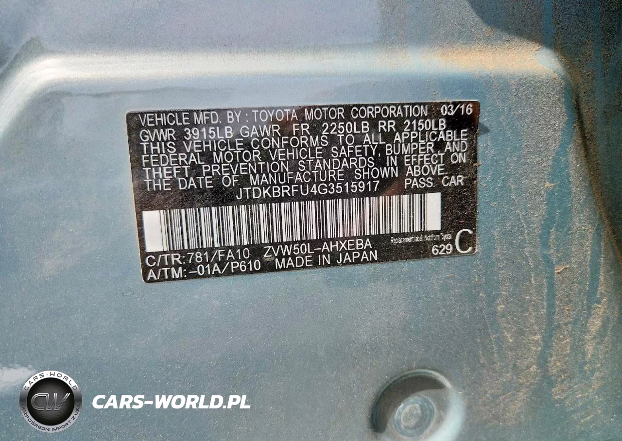 2016 Toyota Prius Two VIN:JTDKBRFU4G3515917 - 12