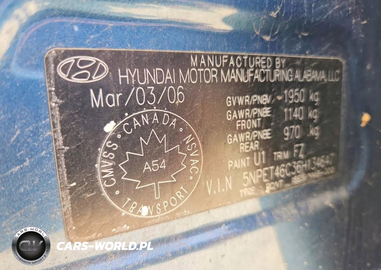 2006 Hyundai Sonata Gl VIN:5NPET46C36H134647 - 12