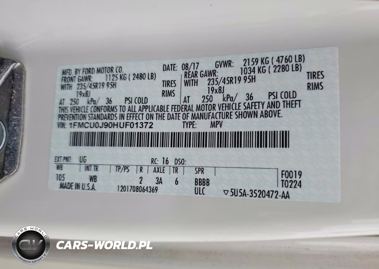 2017 Ford Escape Titanium VIN:1FMCU0J90HUF01372 - 14