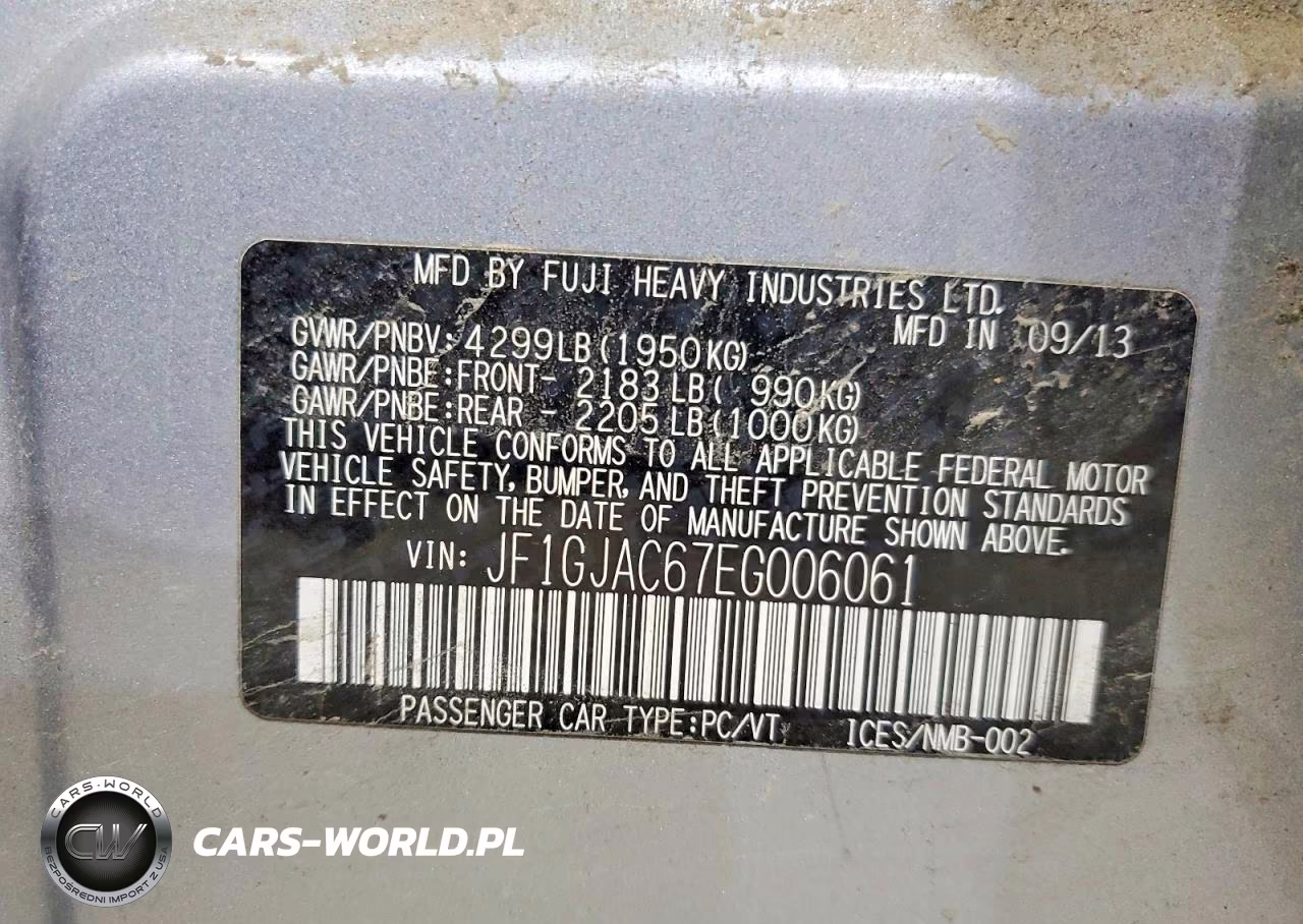 2014 Subaru Impreza Premium VIN:JF1GJAC67EG006061 - 12