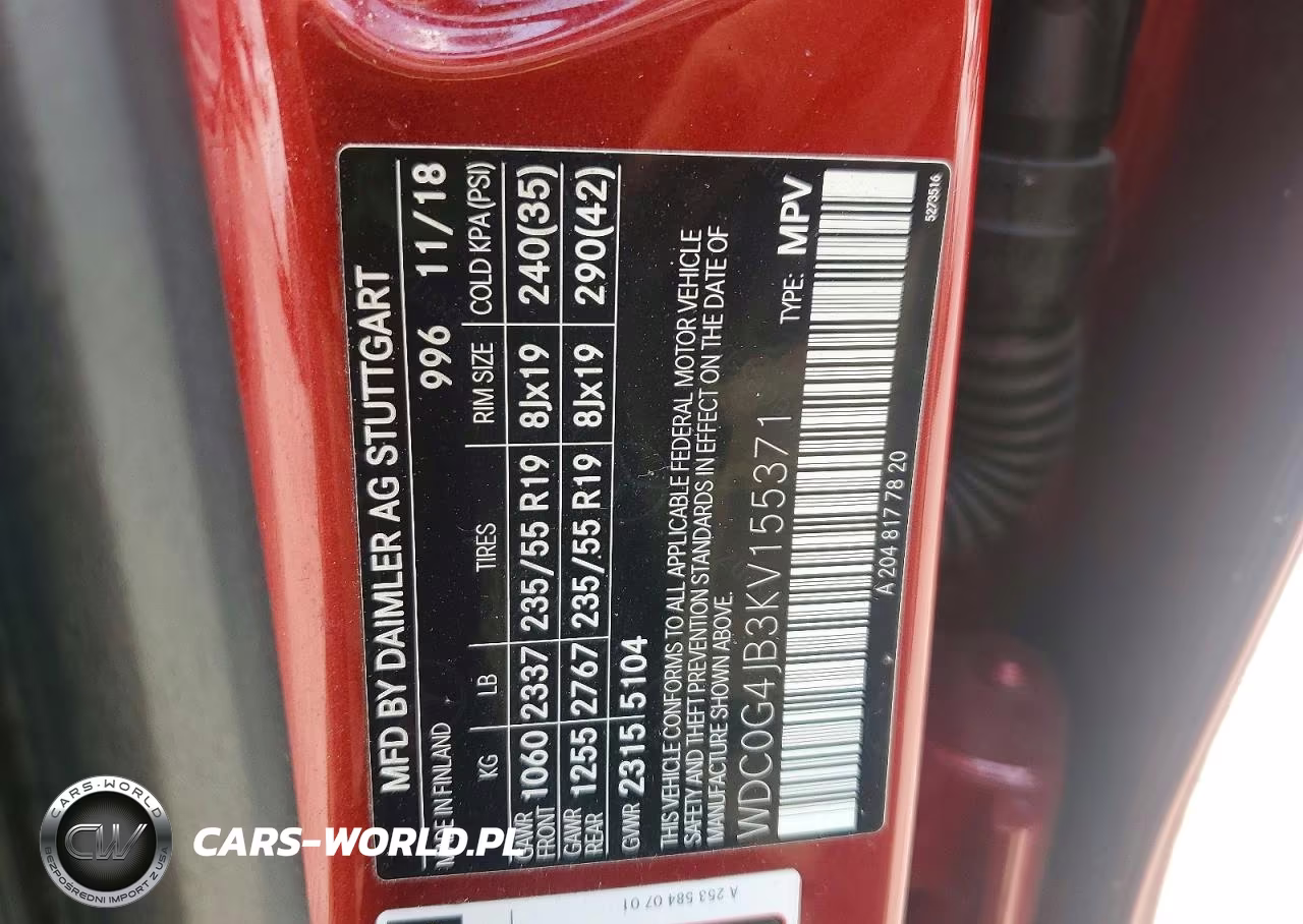 2019 Mercedes-Benz Glc 300 VIN:WDC0G4JB3KV155371 - 13