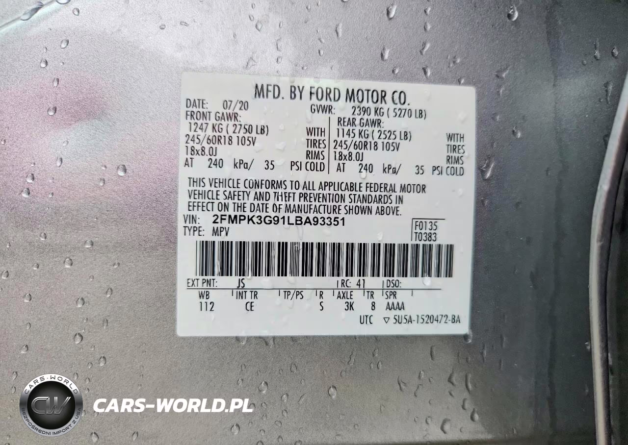 2020 Ford Edge Se VIN:2FMPK3G91LBA93351 - 12