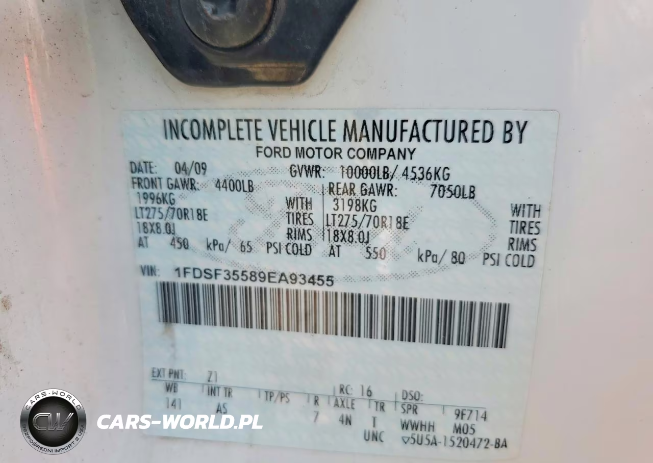 2009 Ford F350 Super Duty VIN:1FDSF35589EA93455 - 13