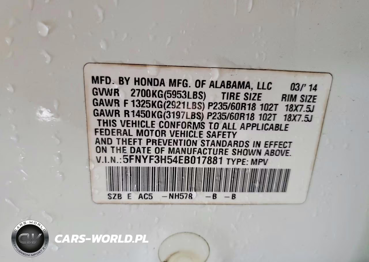 2014 Honda Pilot Exl VIN:5FNYF3H54EB017881 - 13