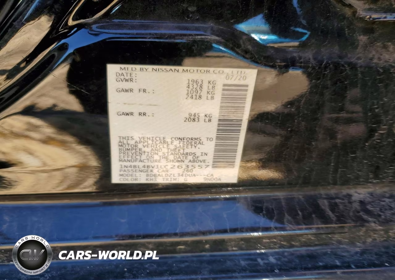 2020 Nissan Altima VIN:1N4BL4BV1LC263557 - 12