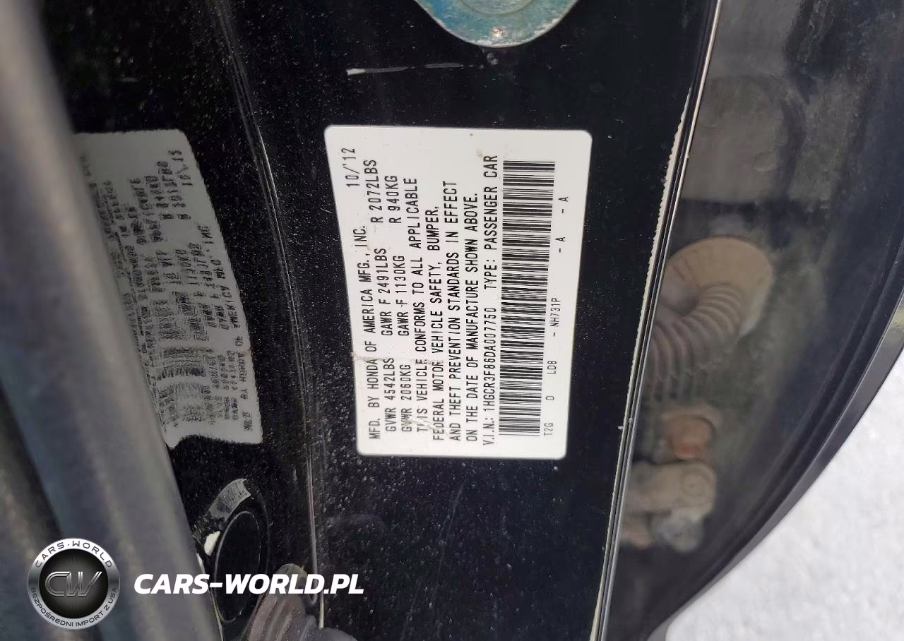 2013 Honda Accord Exl VIN:1HGCR3F86DA007750 - 12